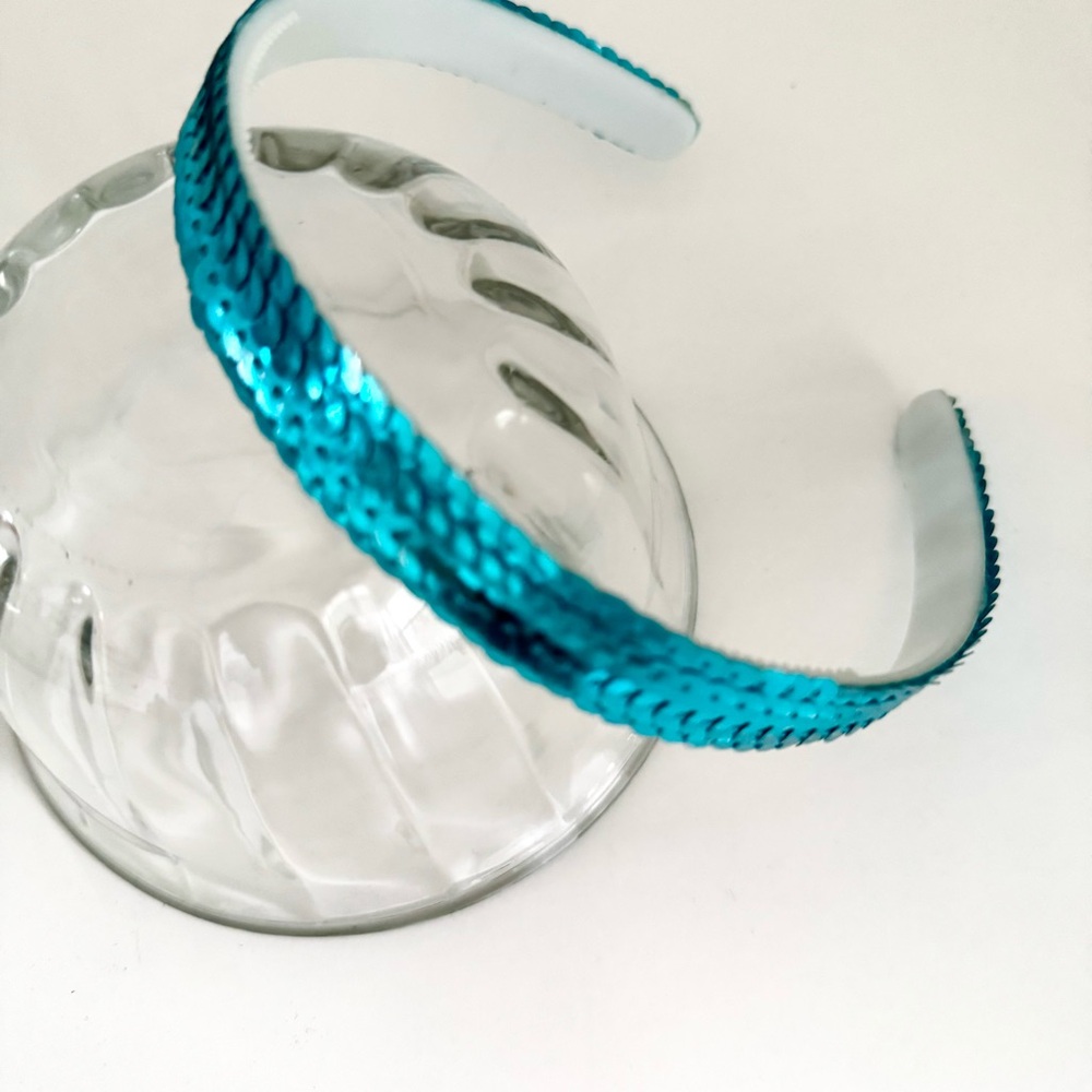 🎀 5/$25 Vintage Turquoise Sequin Headband - Picture 3 of 13